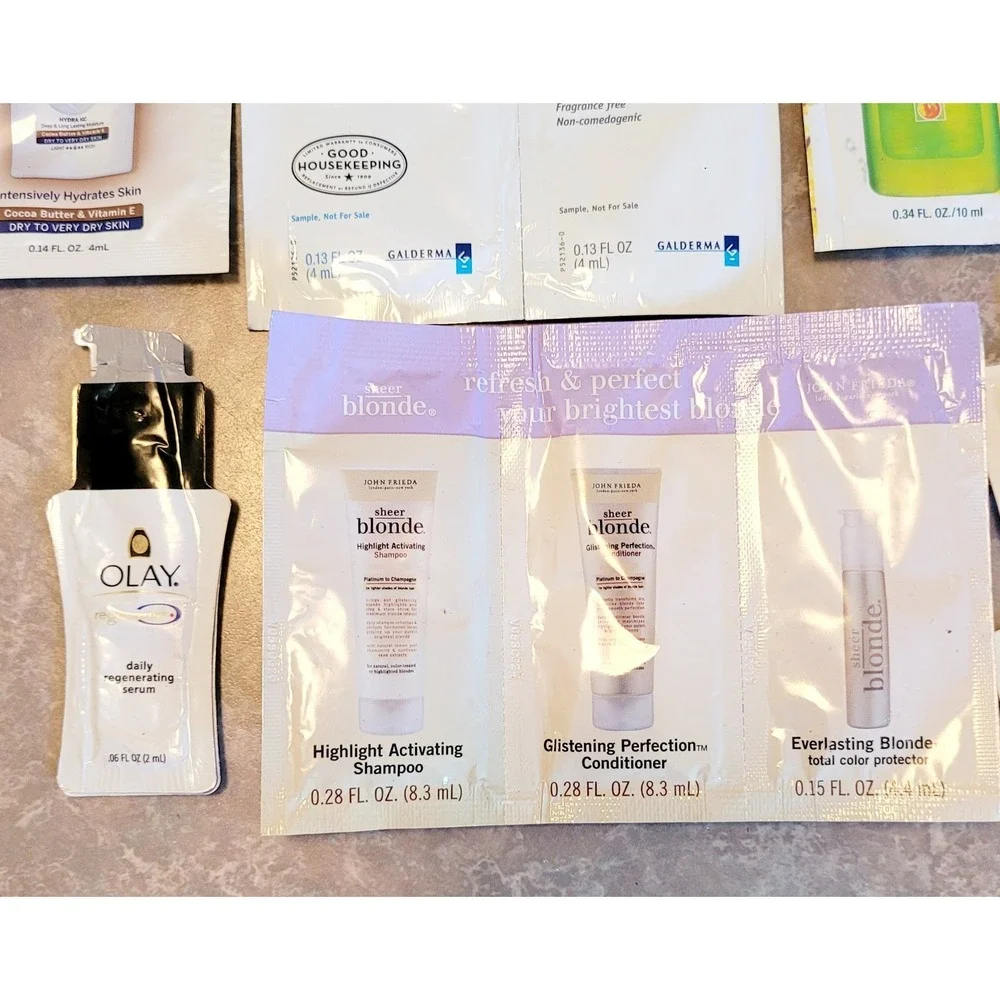 Lot 14 Assorted Beauty Skincare Samples‎ Nivea Cetaphil Olay Fructis Avon Alcis